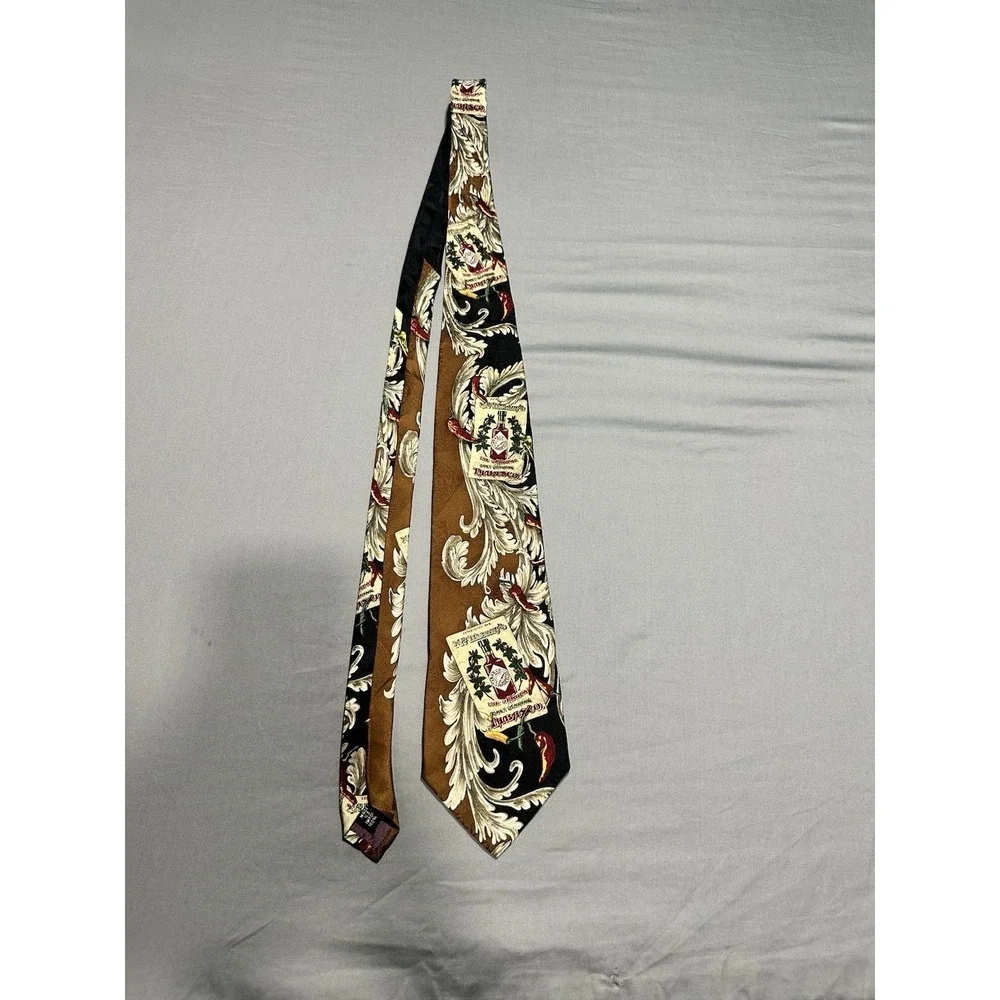 VTG Tabasco Filigree Brown/Black Silk‎ Neck Tie